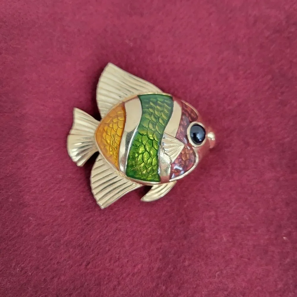 Estee Lauder Tropical Fish White Linen Compact Trinket Box 90s